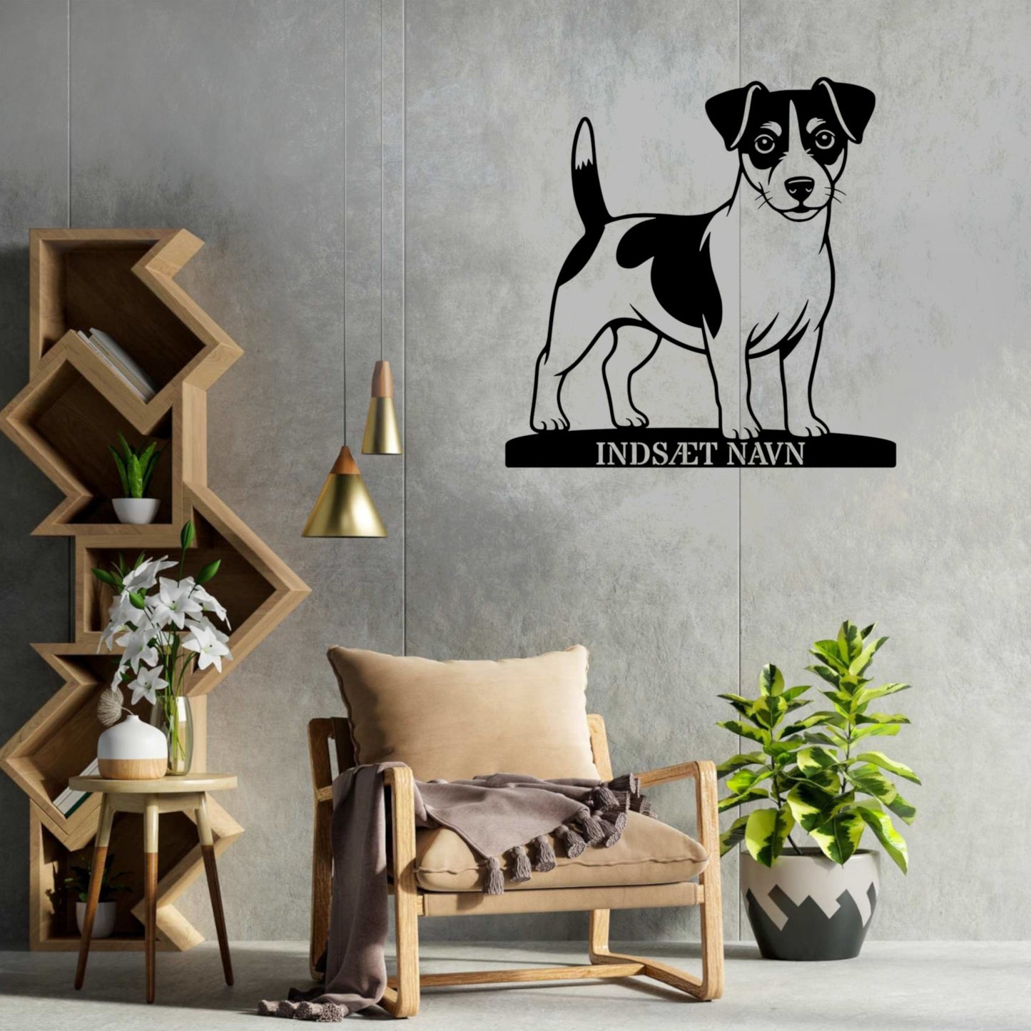 Jack Russell Terrier metalskilt med personlig hundenavn