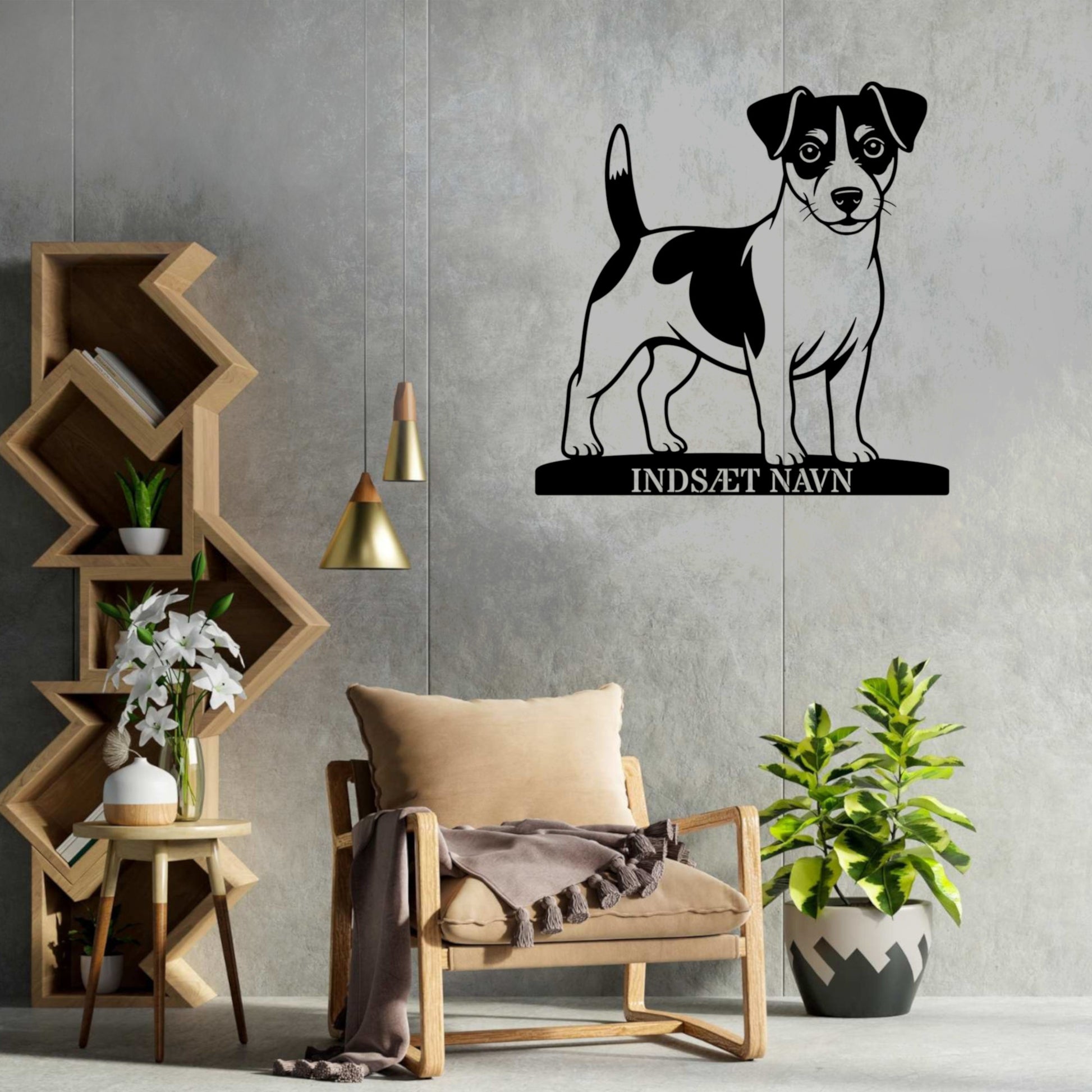 Jack Russell Terrier metalskilt med personlig hundenavn