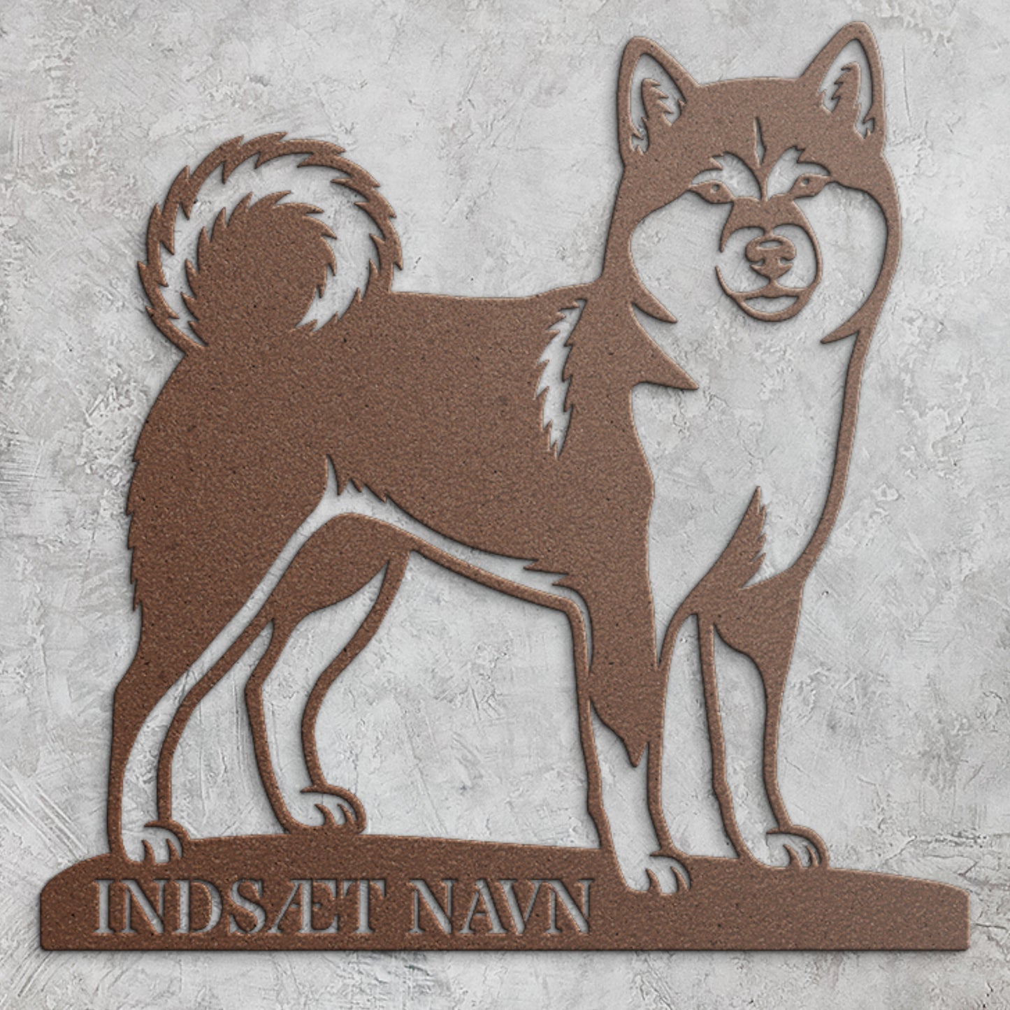 Personlig Shiba metalskilt med hundenavn