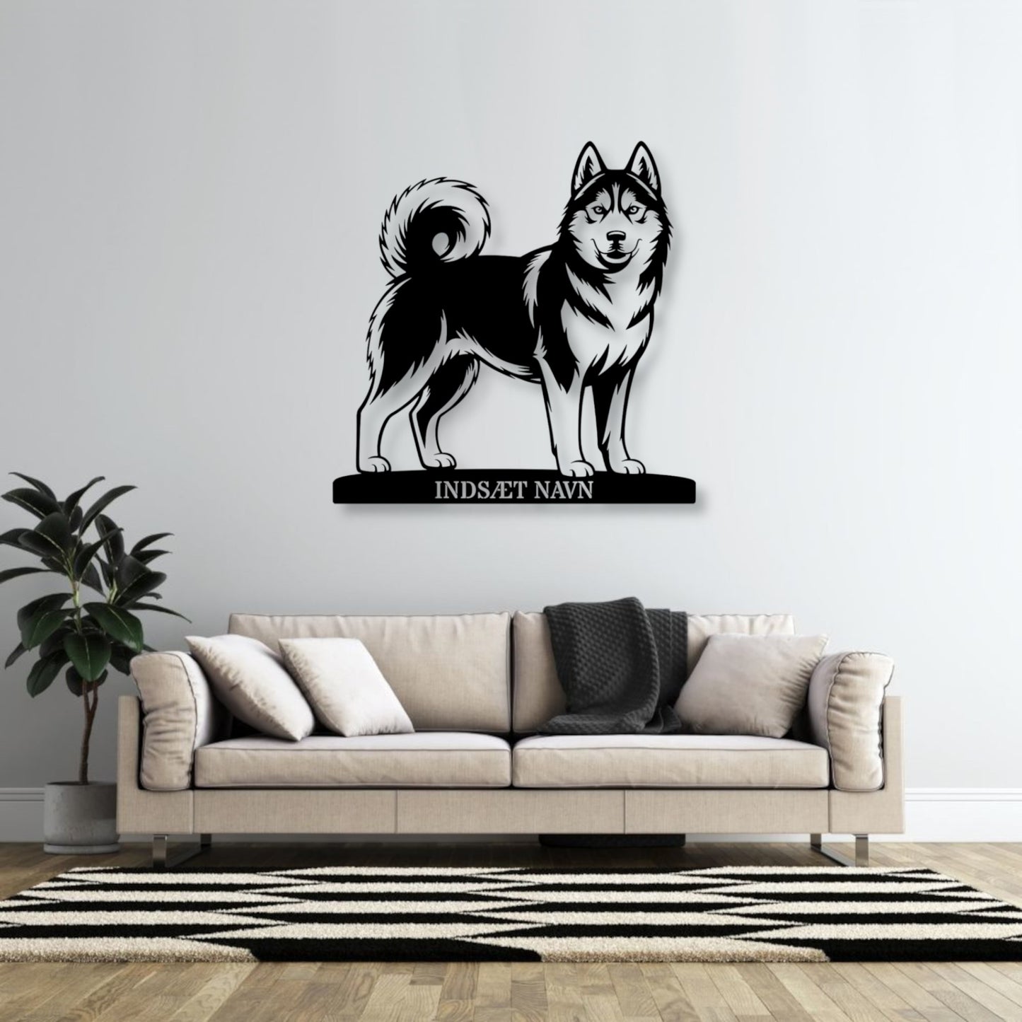Personlig Siberian Husky metalskilt med hundenavn
