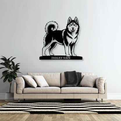 Personlig Siberian Husky metalskilt med hundenavn