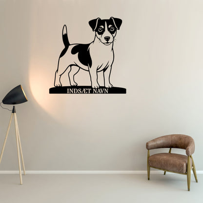 Jack Russell Terrier metalskilt med personlig hundenavn