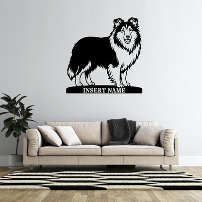 Shetland Sheepdog metalskilt med personlig hundenavn