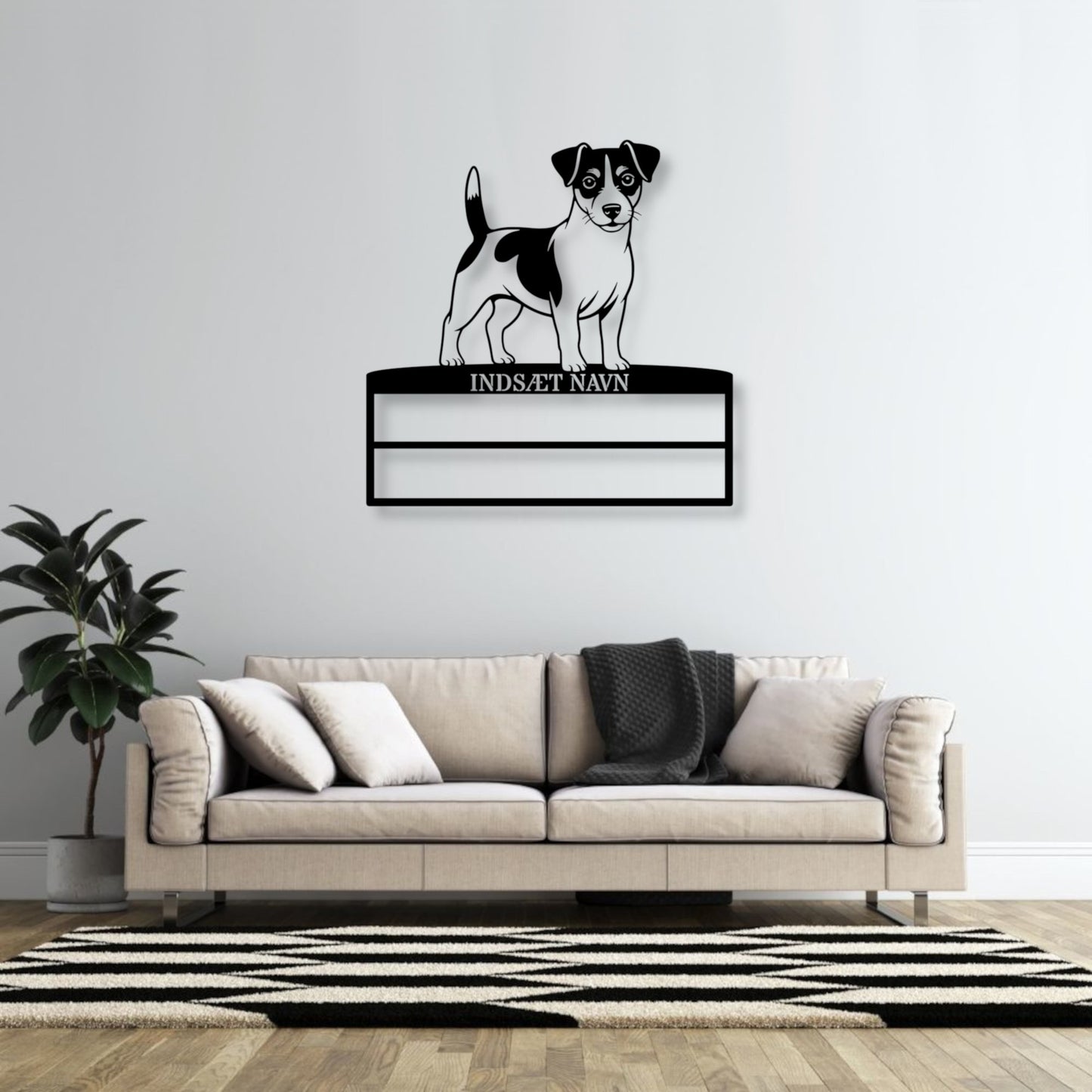Personlig Jack Russell Terrier metal navneskilt til rosetter. Unik hundechampion display