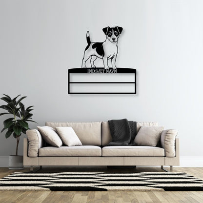 Personlig Jack Russell Terrier metal navneskilt til rosetter. Unik hundechampion display