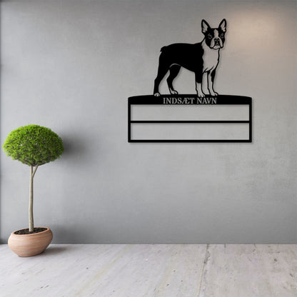 Personlig boston terrier metal navneskilt til rosetter