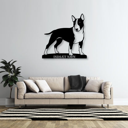 Bull terrier metalskilt med personlig hundenavn