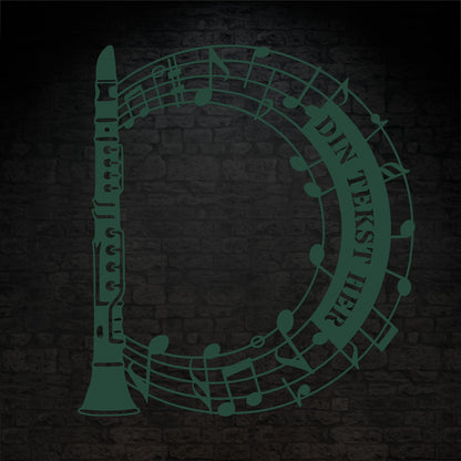 Klarinet instrument vægskilt med personlig tekst. Unik gaveidé til muikeren