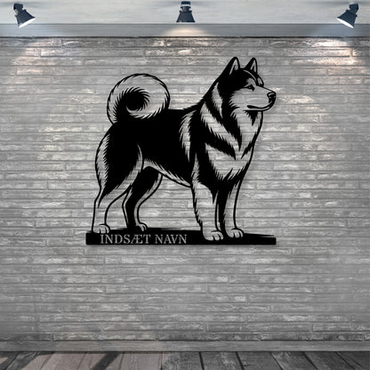 Alaskan Malamute metalskilt med personlig tekst..