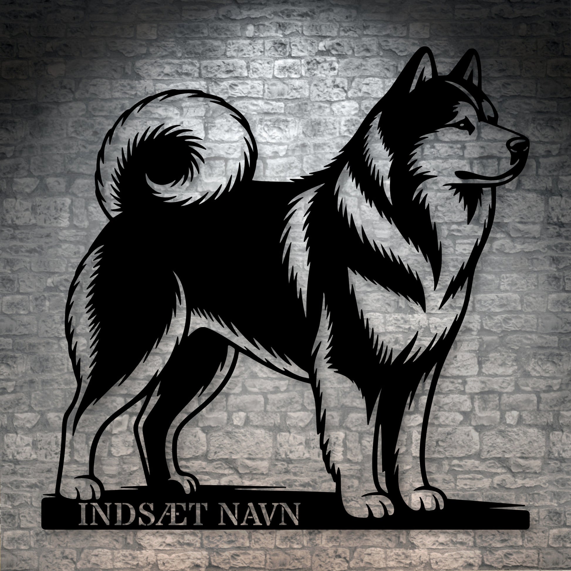 Alaskan Malamute metalskilt med personlig tekst