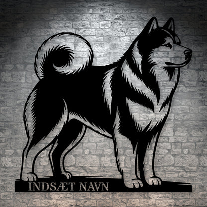 Alaskan Malamute metalskilt med personlig tekst