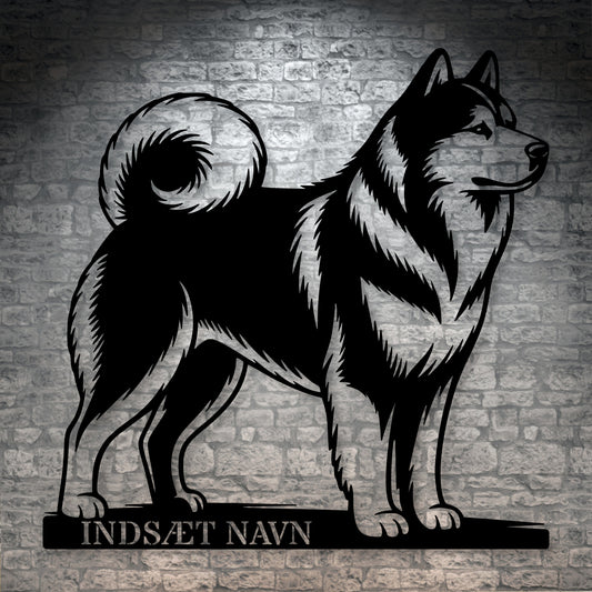 Alaskan Malamute metalskilt med personlig tekst
