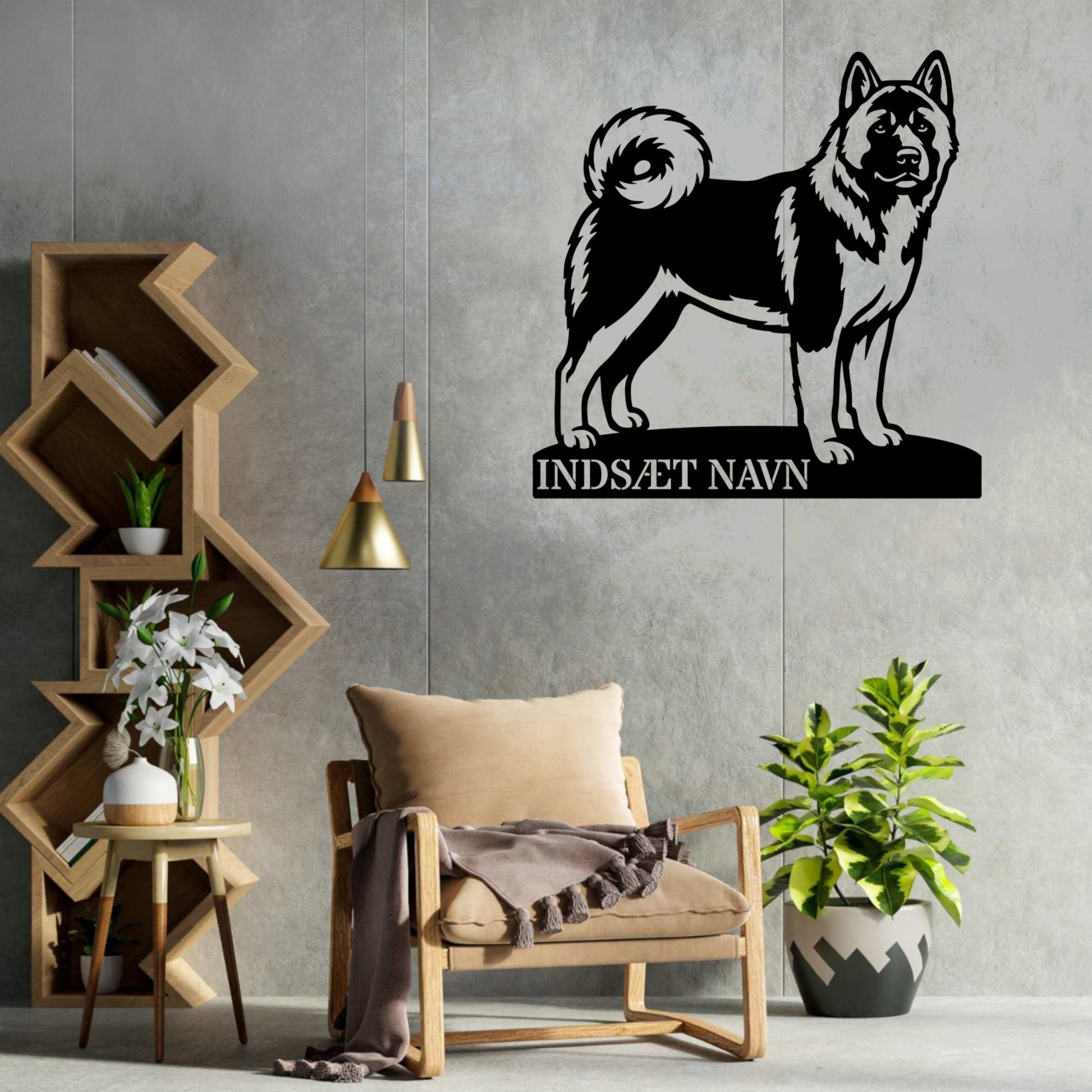American Akita metalskilt med personlig tekst....