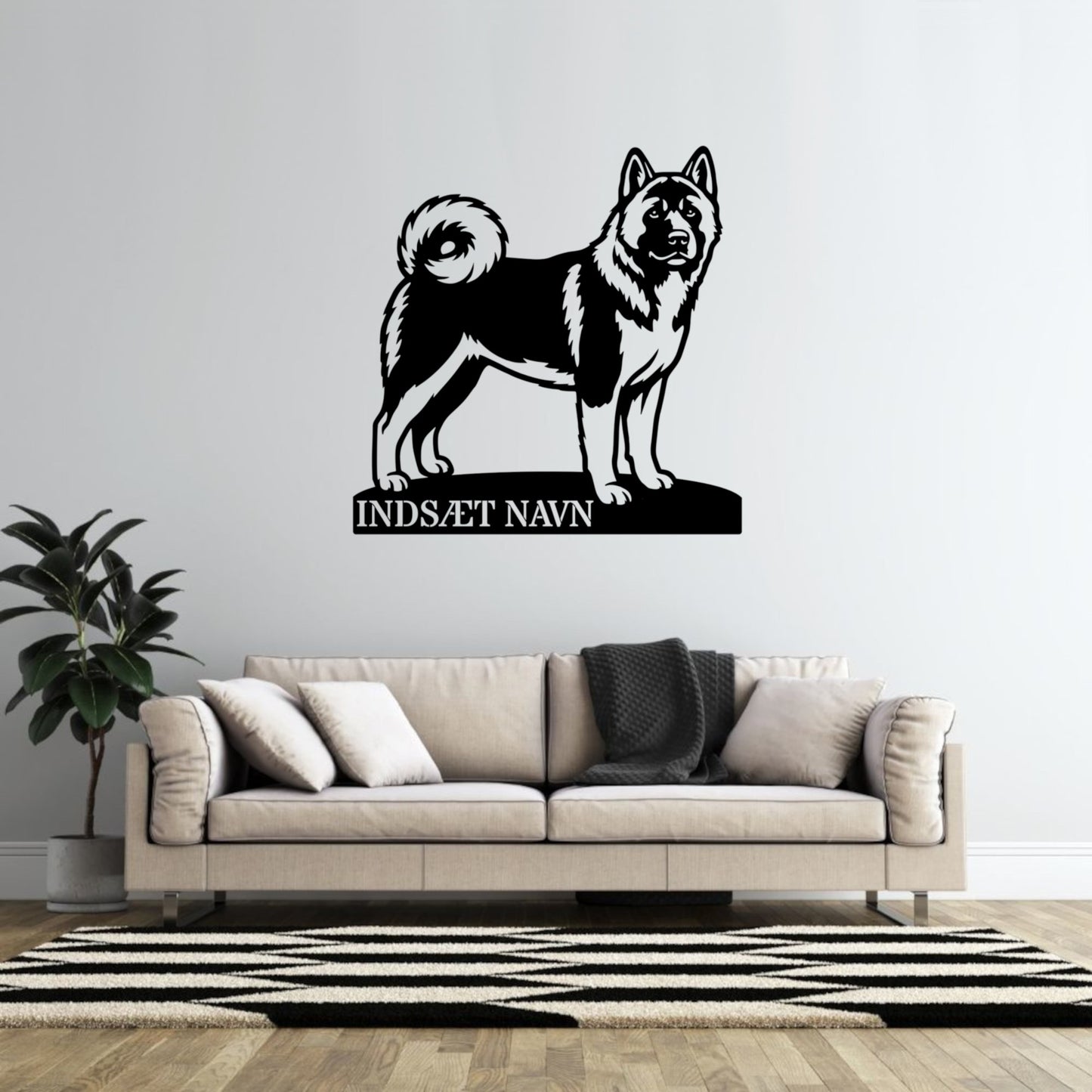 American Akita metalskilt med personlig tekst.