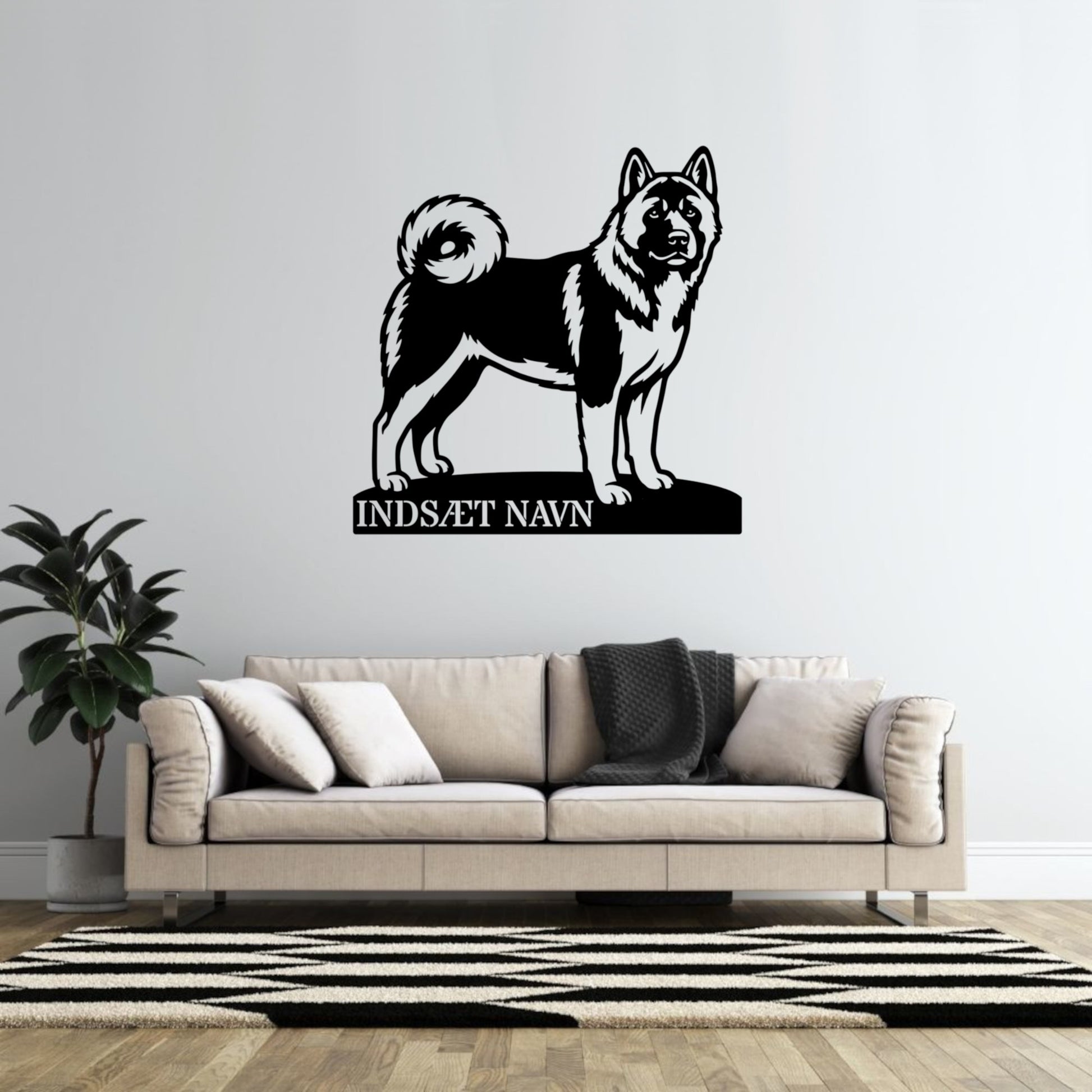 American Akita metalskilt med personlig tekst.