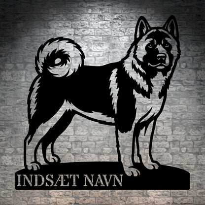 American Akita metalskilt med personlig tekst