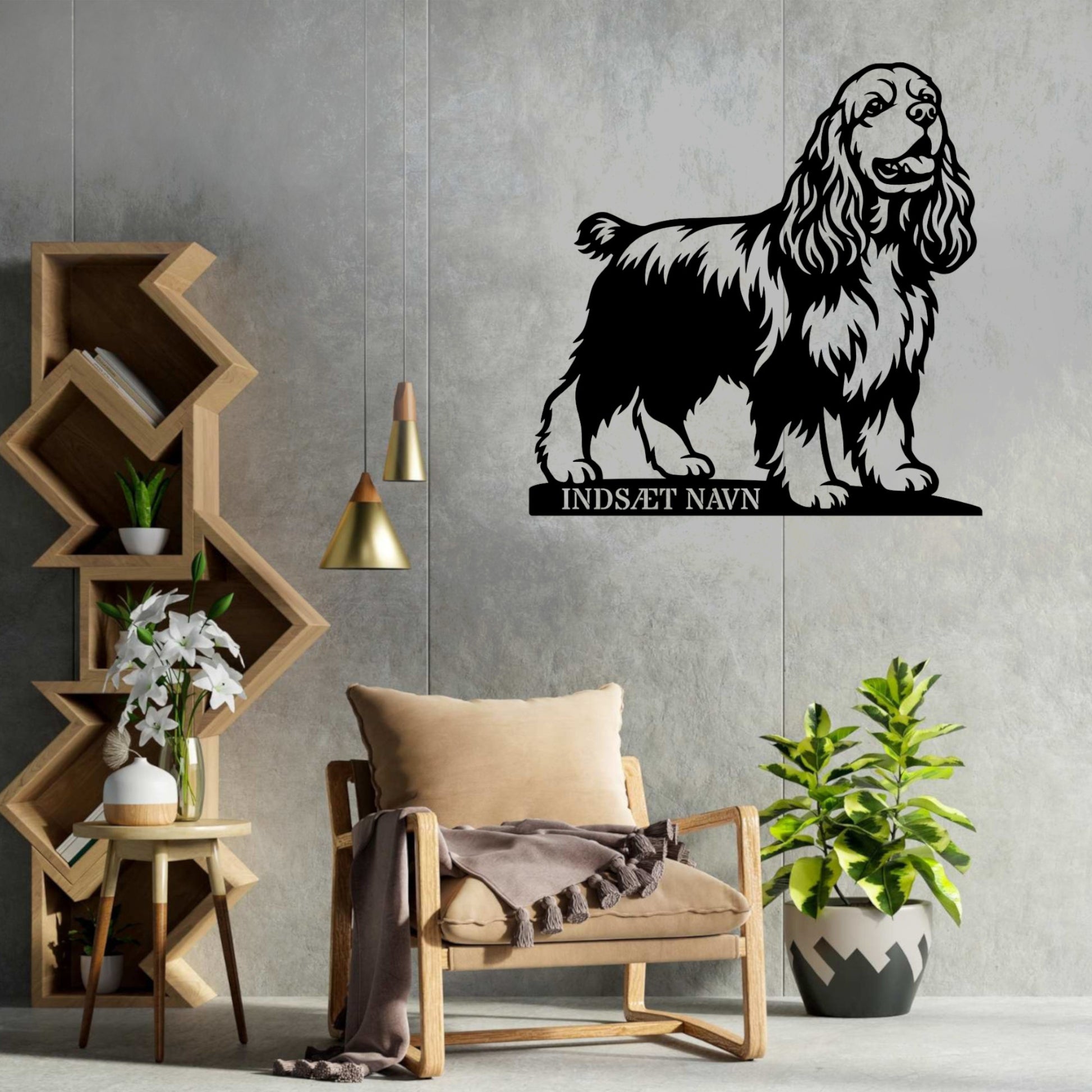 Amerikansk cocker spaniel med personlig tekst