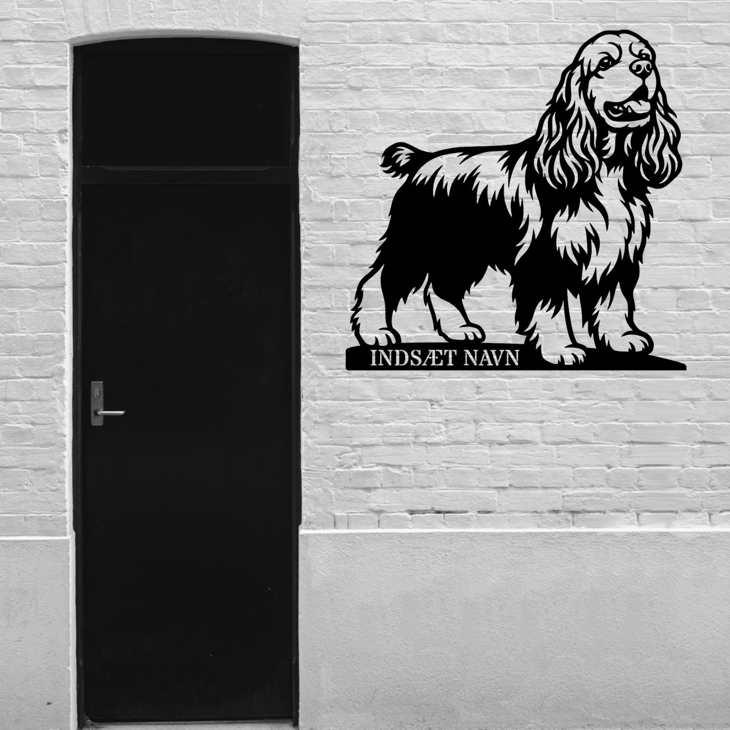 Amerikansk cocker spaniel med personlig tekst
