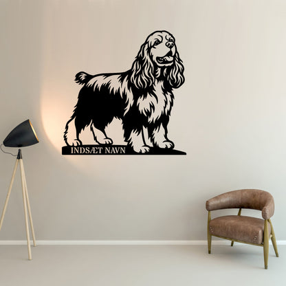 Amerikansk cocker spaniel med personlig tekst
