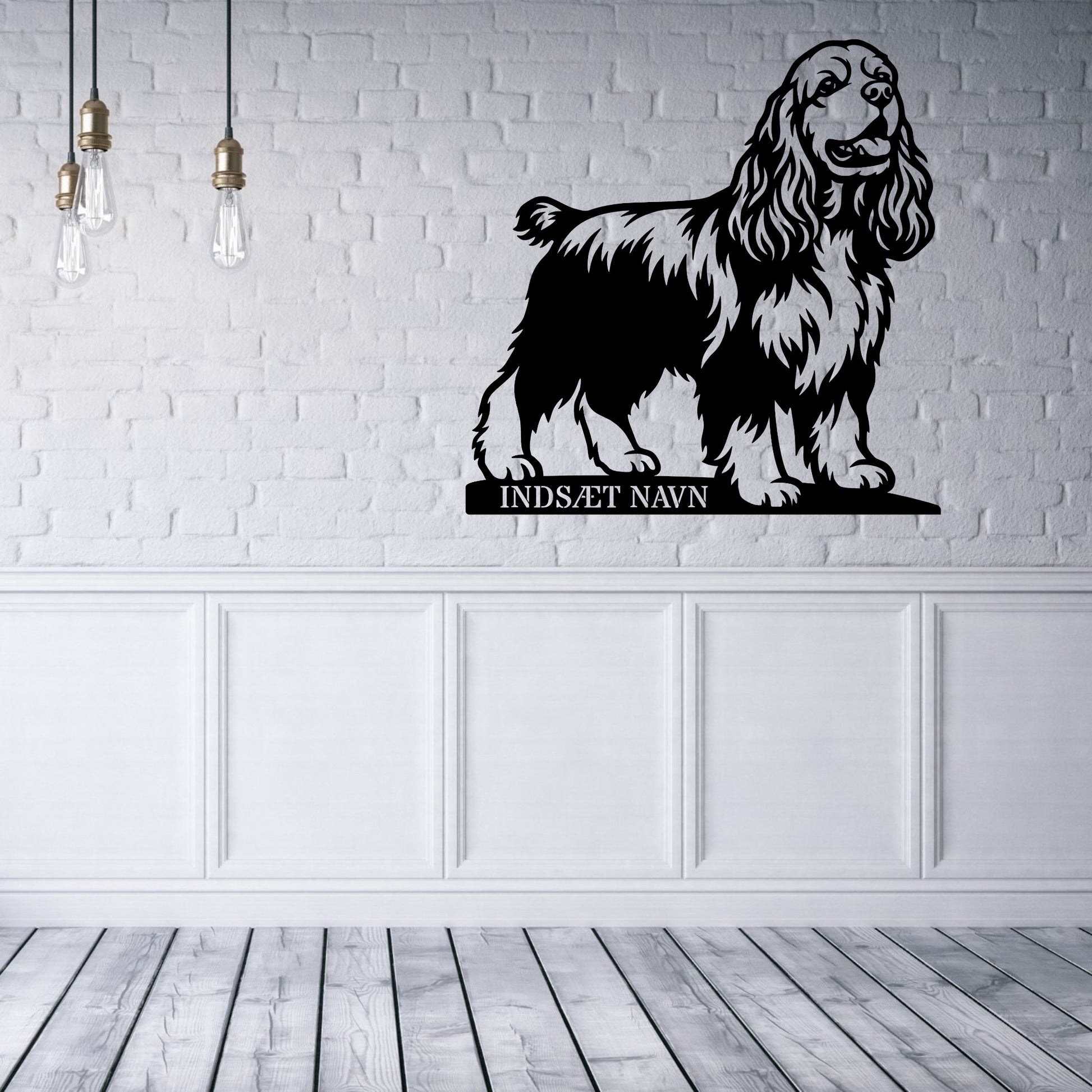 Amerikansk cocker spaniel med personlig tekst