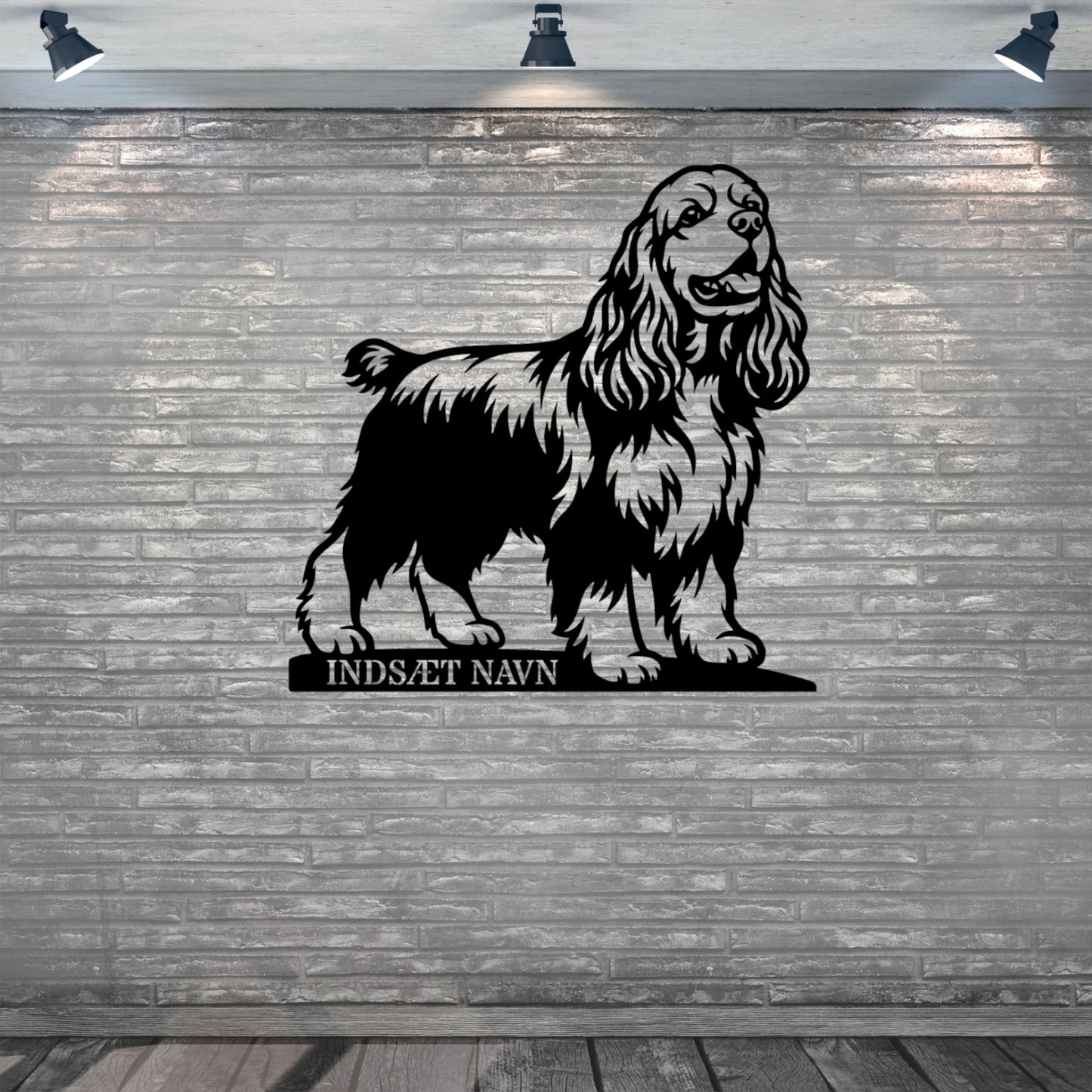 Amerikansk cocker spaniel med personlig tekst