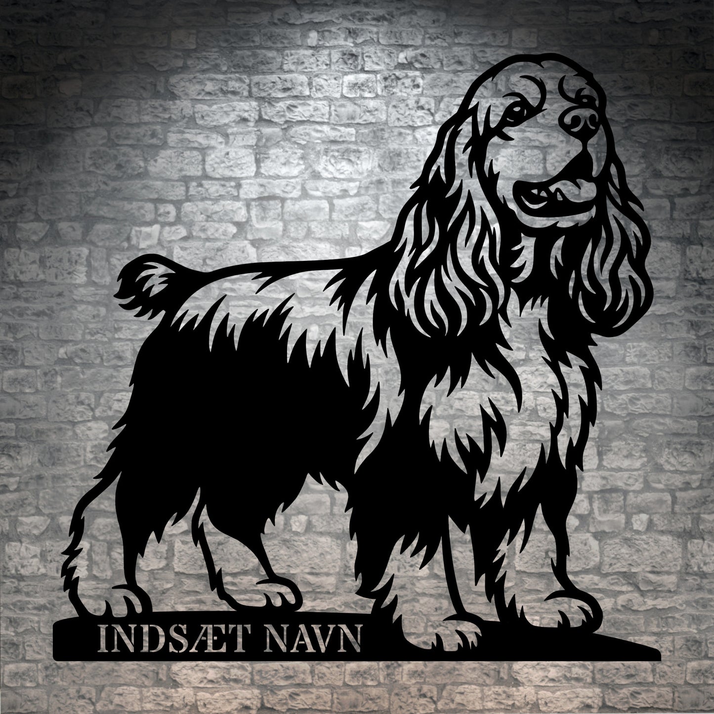 Amerikansk cocker spaniel med personlig tekst