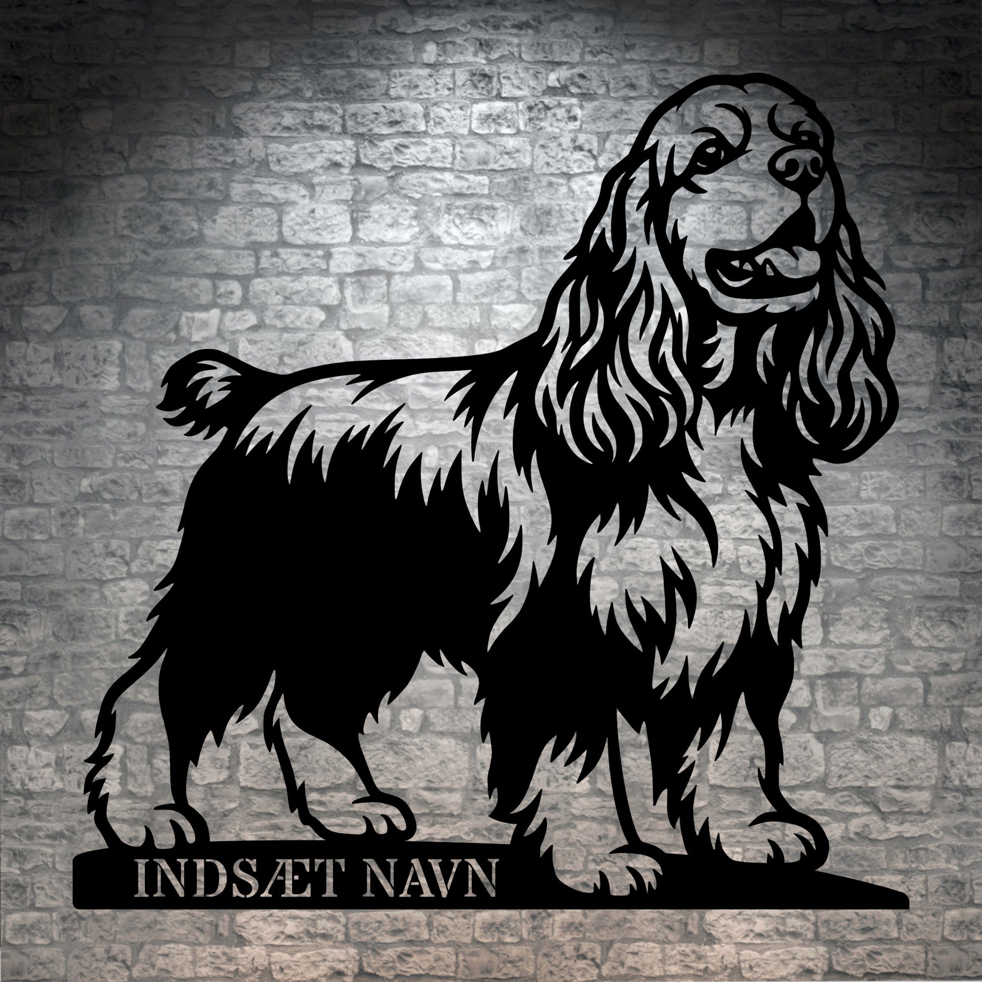Amerikansk cocker spaniel med personlig tekst
