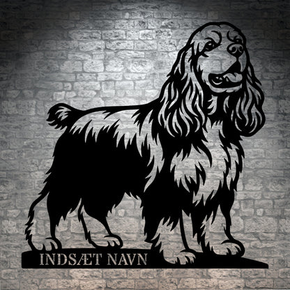 Amerikansk cocker spaniel med personlig tekst