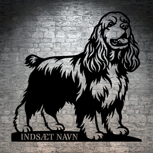 Amerikansk cocker spaniel med personlig tekst