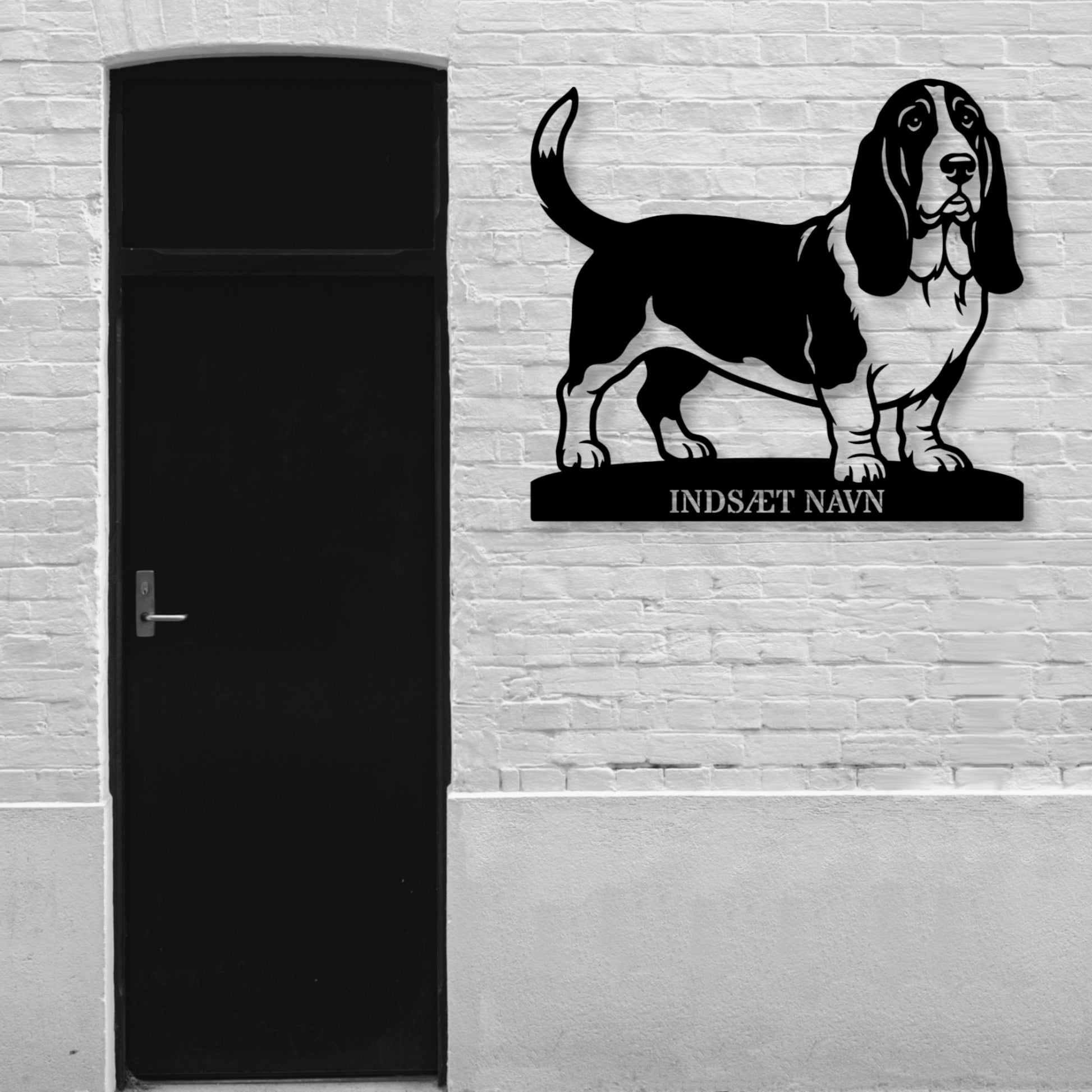 Basset hound metalskilt med personlig tekst.....