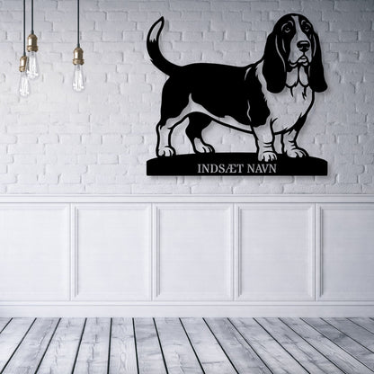 Basset hound metalskilt med personlig tekst...