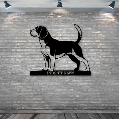 Beagle hunde metalskilt med personlig tekst..