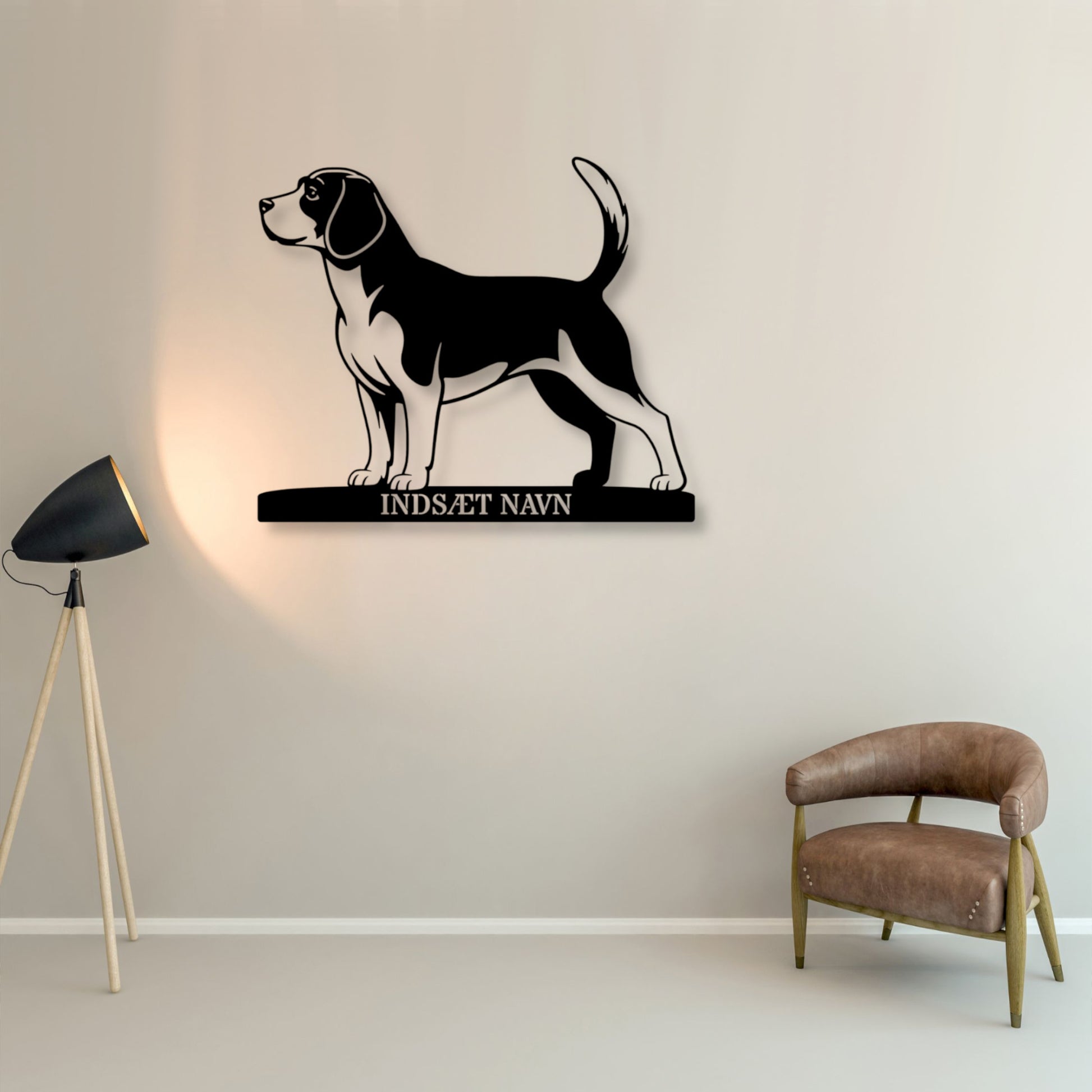 Beagle hunde metalskilt med personlig tekst.