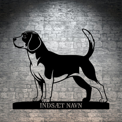 Beagle hunde metalskilt med personlig tekst