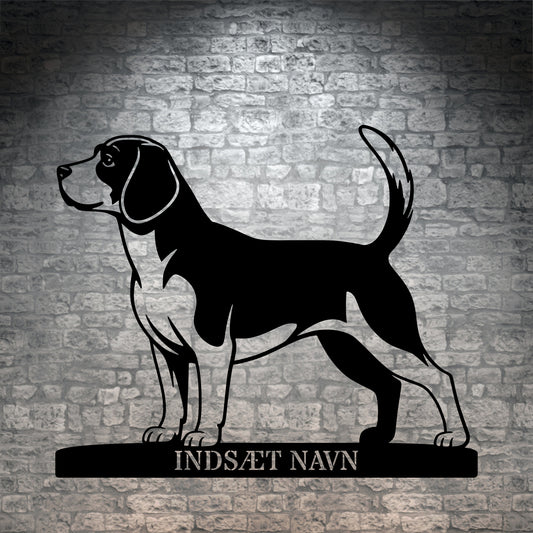 Beagle hunde metalskilt med personlig tekst