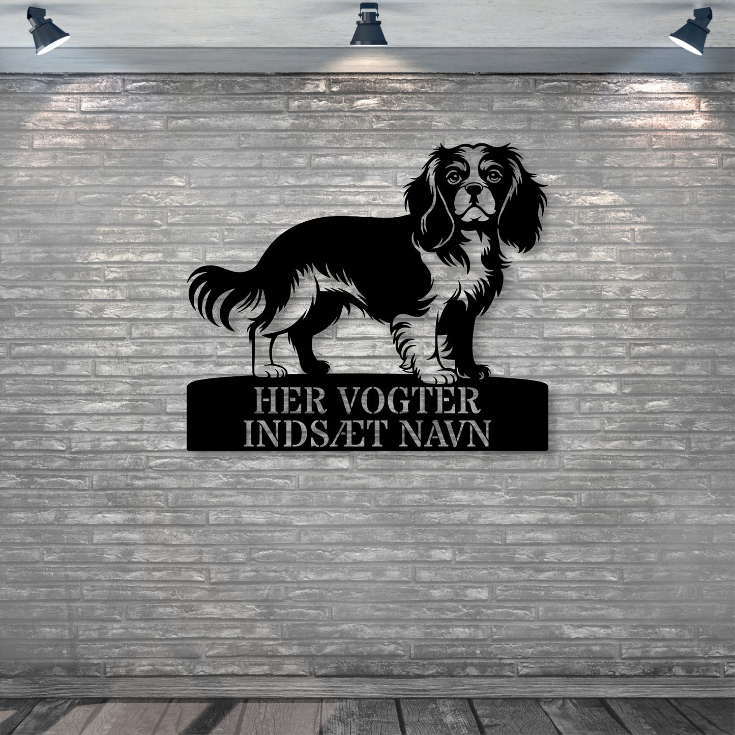 Cavalier King her vogter jeg metalskilt med personlig navn. Unik hundeejer gaveide..