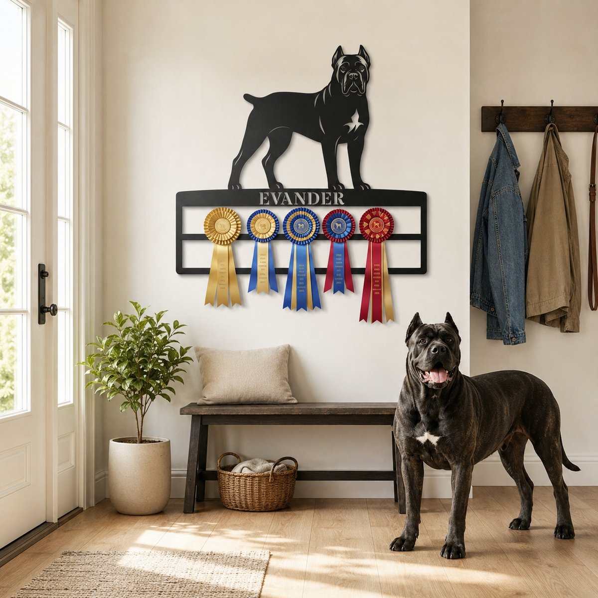 Personlig Cane Corso metal navneskilt til rosetter