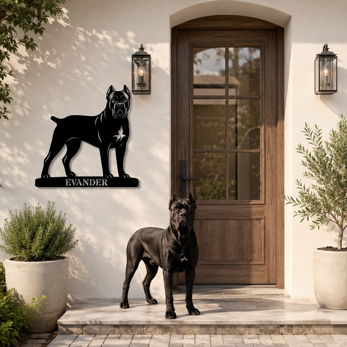 Cane Corso metalskilt med personlig navn eller tekst