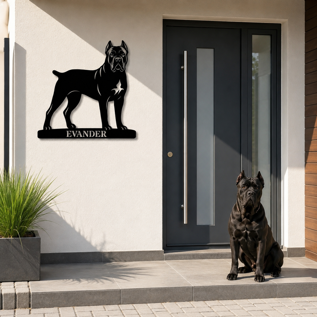 Cane Corso metalskilt med personlig navn eller tekst