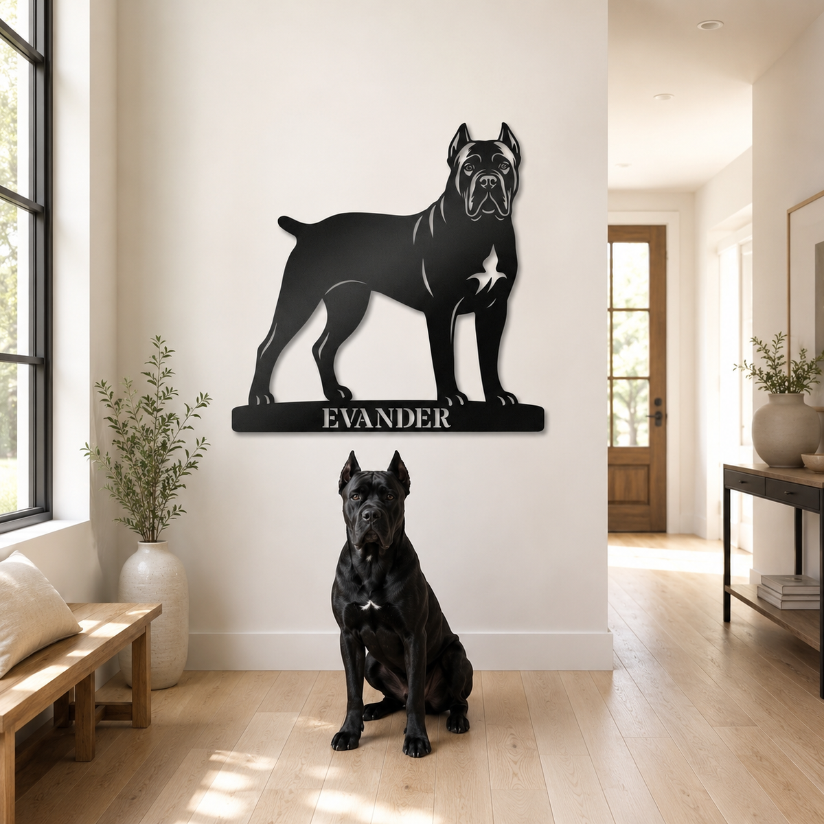 Cane Corso metalskilt med personlig navn eller tekst