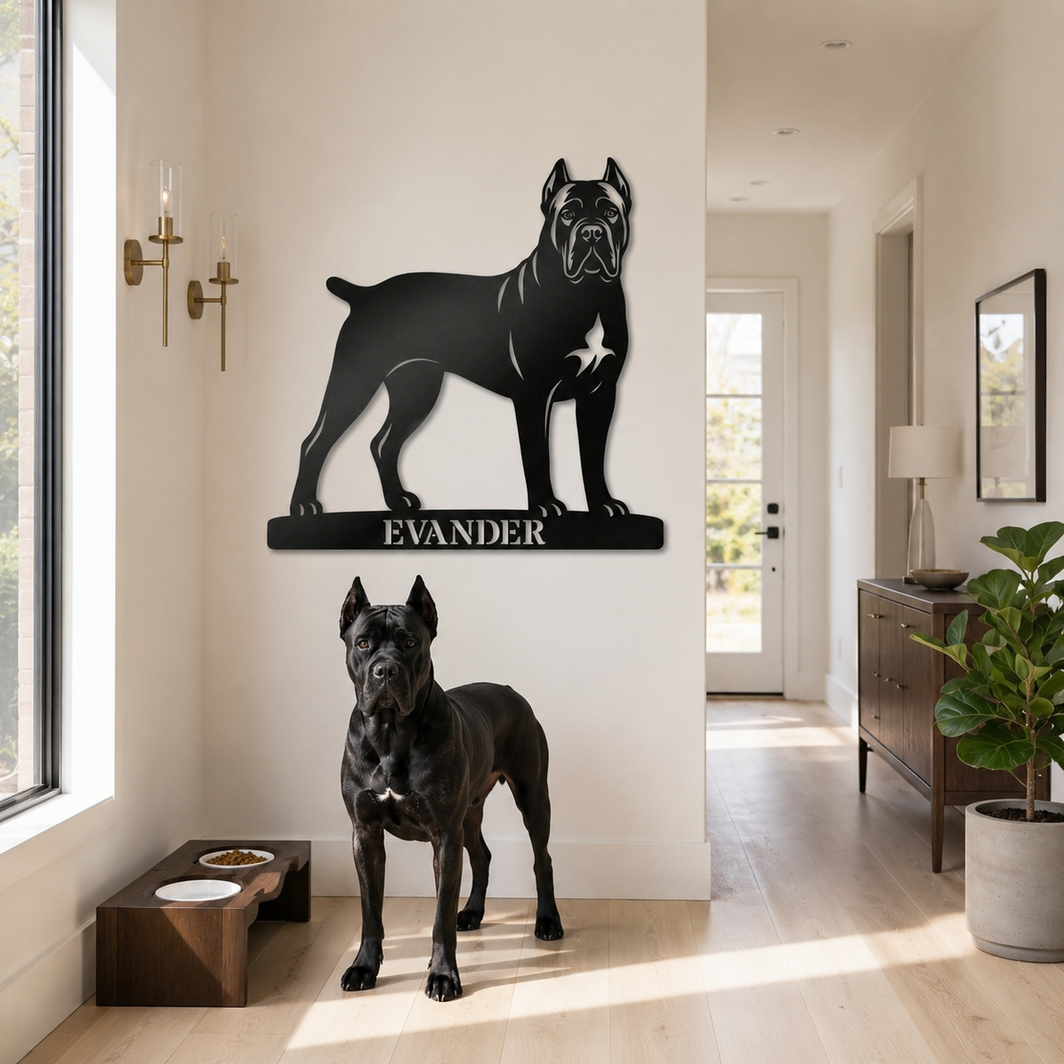 Cane Corso metalskilt med personlig navn eller tekst