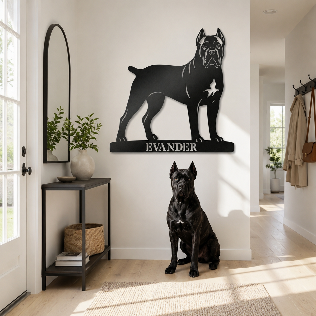 Cane Corso metalskilt med personlig navn eller tekst