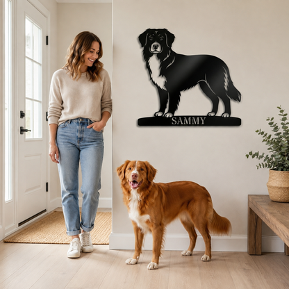 Nova Scotia Duck Tolling Retriever metalskilt med personlig tekst. Unik gaveidé til hundeejeren