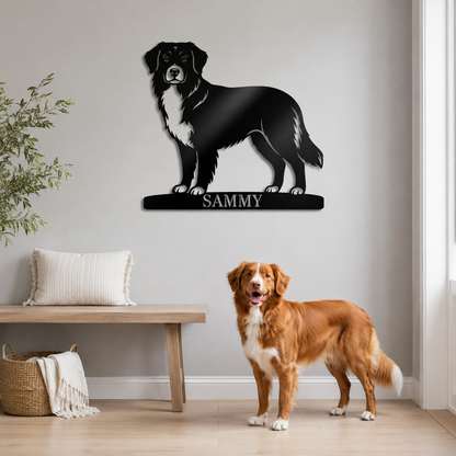 Nova Scotia Duck Tolling Retriever metalskilt med personlig tekst. Unik gaveidé til hundeejeren