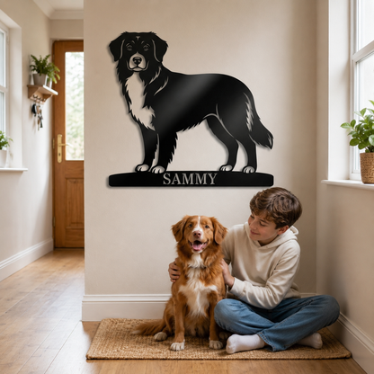 Nova Scotia Duck Tolling Retriever metalskilt med personlig tekst. Unik gaveidé til hundeejeren