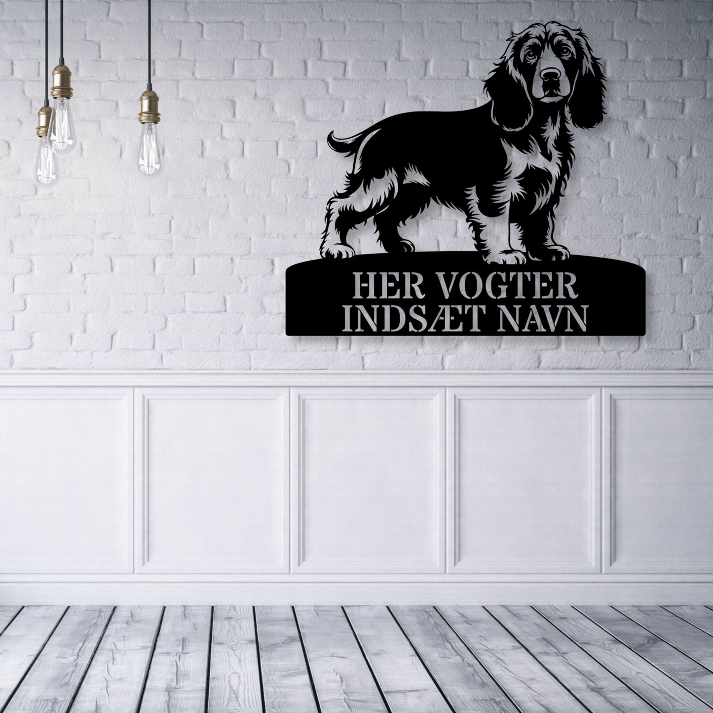 Cocker Spaniel - her vogter jeg metalskilt med personlig navn. Unik hundeejer gaveide...