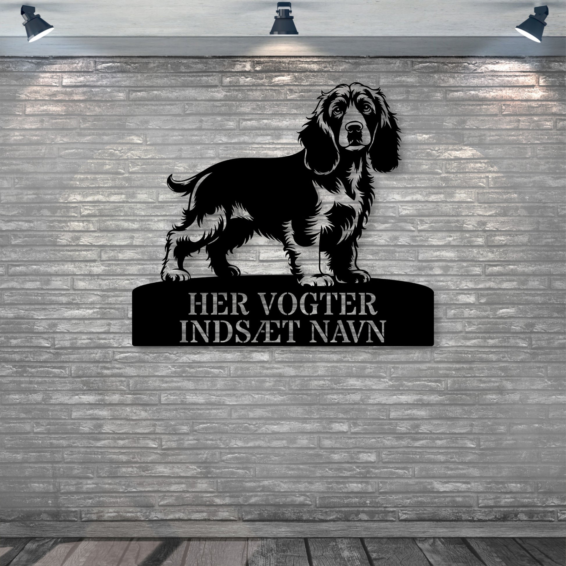 Cocker Spaniel - her vogter jeg metalskilt med personlig navn. Unik hundeejer gaveide..
