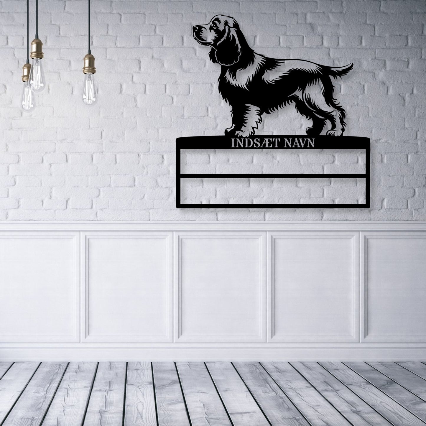 Cocker Spaniel metalskilt med personlig navn til rosetter. Unik Gaveide til hundeejeren...