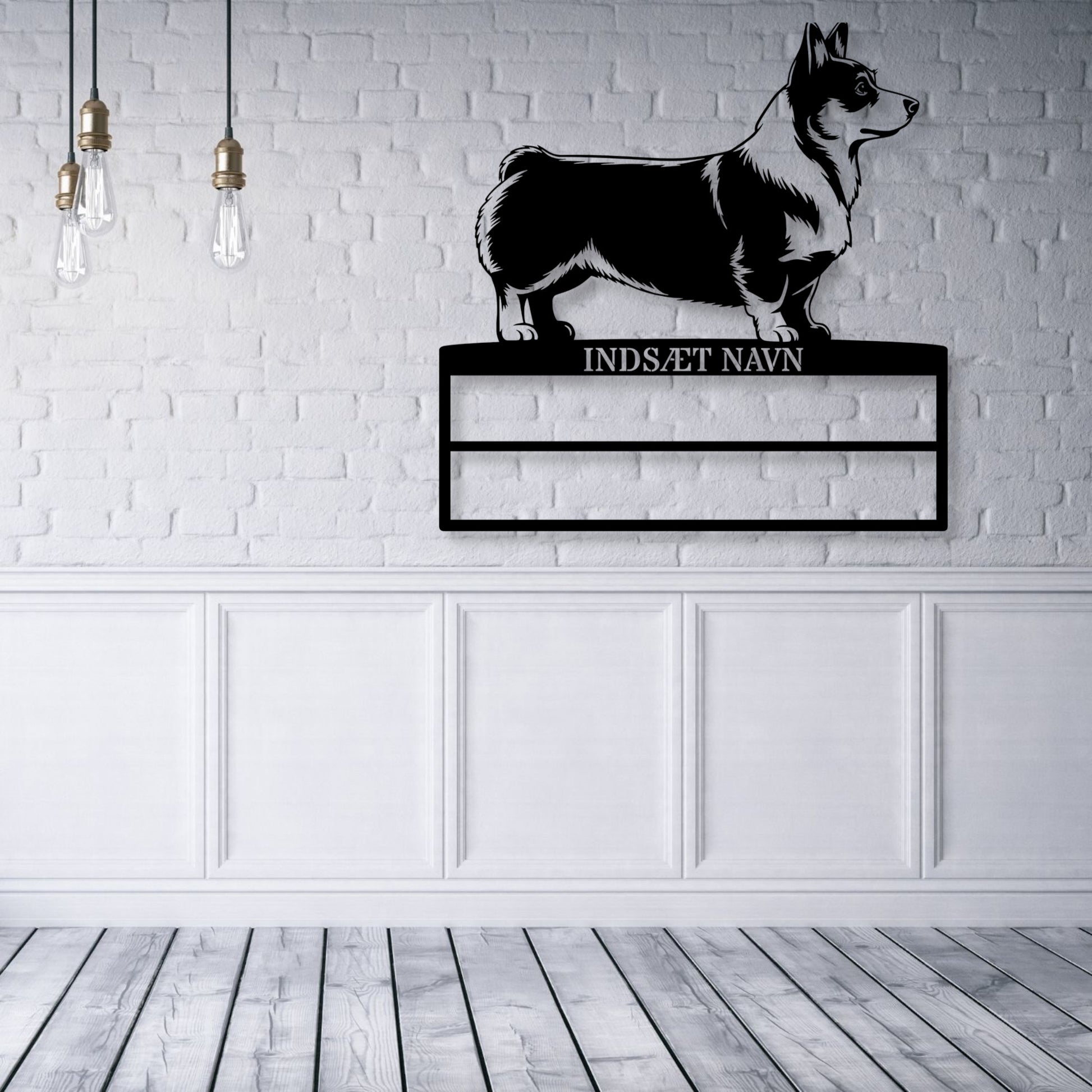 Corgi metalskilt med personlig navn til rosetter. Unik Gaveide til hundeejeren...