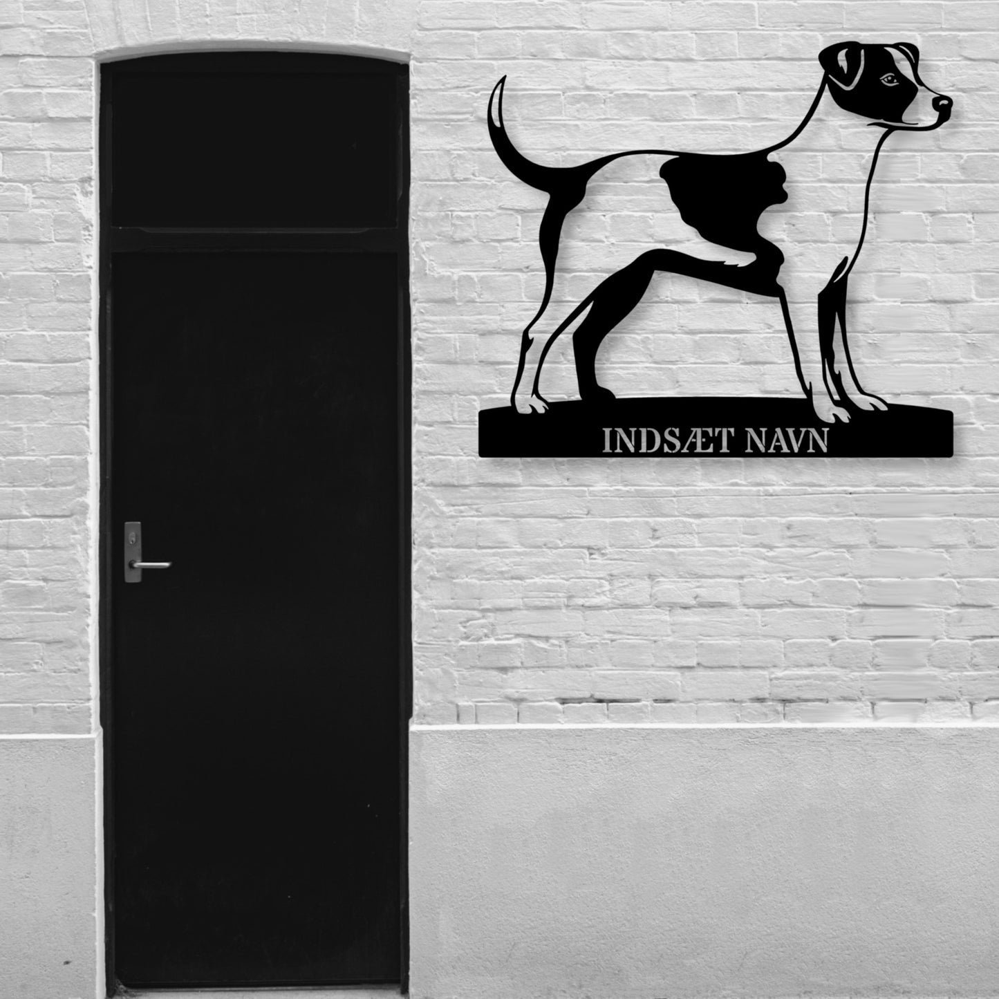 Dansk-Svensk Gårdhund metalskilt med personlig hundenavn....